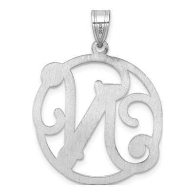 Sterling Silver Script Letter N Pendant – view 4