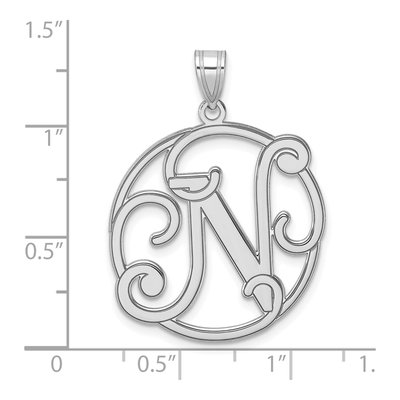 Sterling Silver Script Letter N Pendant – view 5