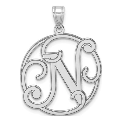 Sterling Silver Script Letter N Pendant