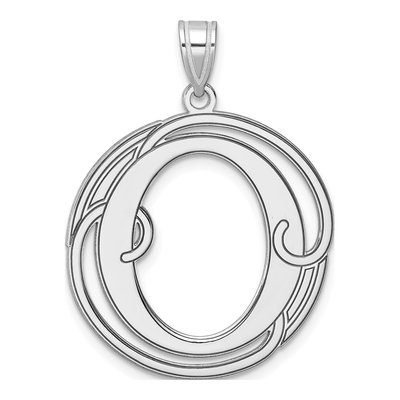 Sterling Silver Large Script Letter O Pendant