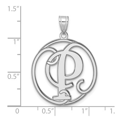 Sterling Silver Script Letter P Pendant – view 5