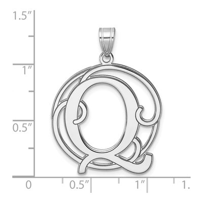 Sterling Silver Script Letter Q Pendant – view 5