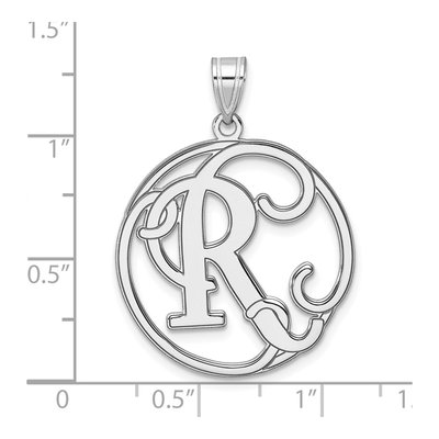 Sterling Silver Script Letter R Pendant – view 5
