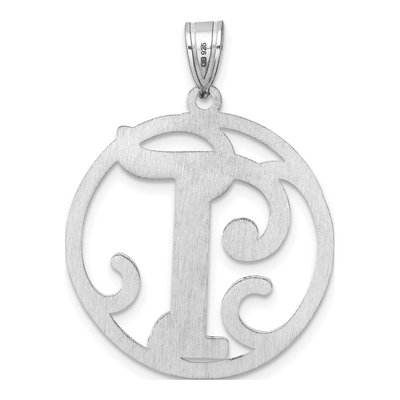 Sterling Silver Script Letter T Pendant – view 4