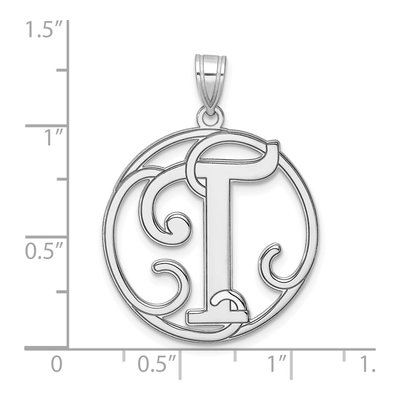 Sterling Silver Script Letter T Pendant – view 5