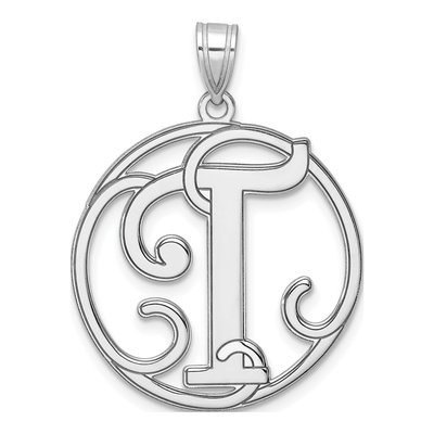 Sterling Silver Script Letter T Pendant