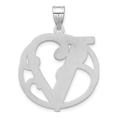 Sterling Silver Letter V Pendant – view 4