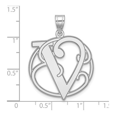 Sterling Silver Letter V Pendant – view 5