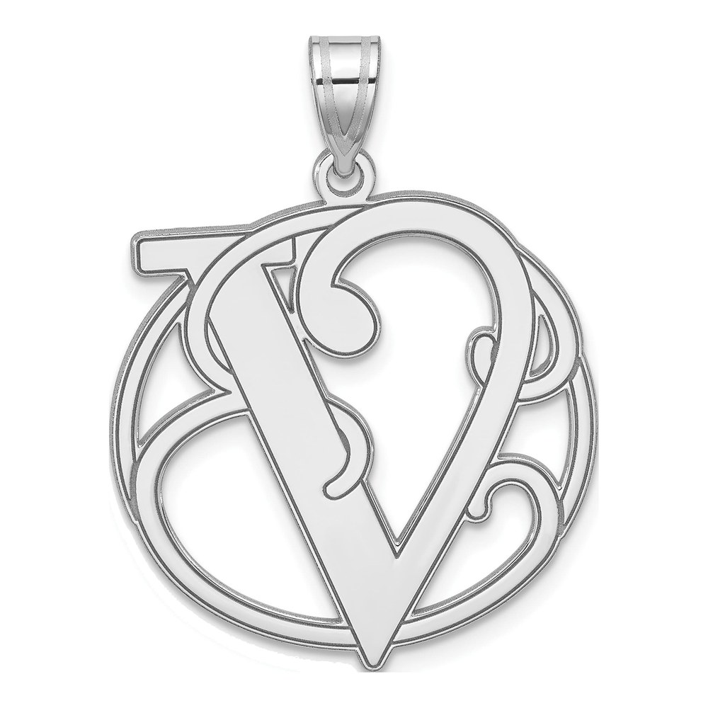 Sterling Silver Letter V Pendant