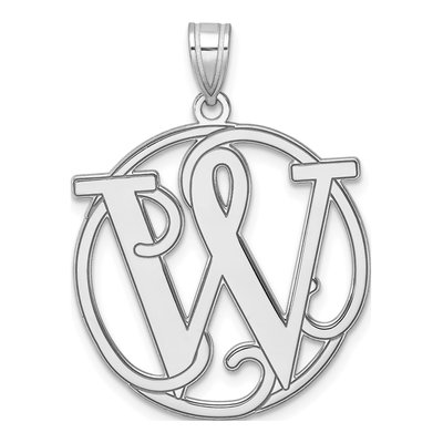 Sterling Silver Script Letter W Pendant