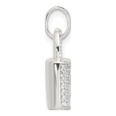 Sterling Silver CZ Lock Pendant – view 3