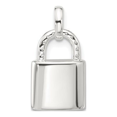 Sterling Silver CZ Lock Pendant – view 4