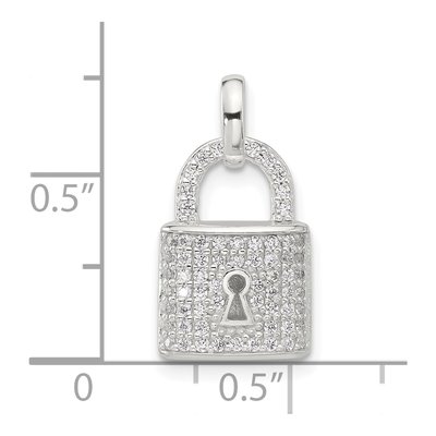 Sterling Silver CZ Lock Pendant – view 5