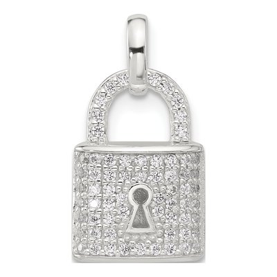 Sterling Silver CZ Lock Pendant