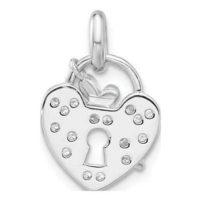 Sterling Silver CZ Key Heart Pendant – view 4