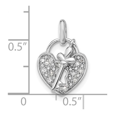 Sterling Silver CZ Key Heart Pendant – view 5