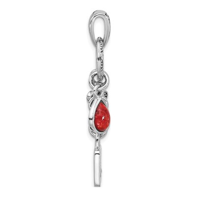 Sterling Silver Lock Key Coral Pendant – view 2