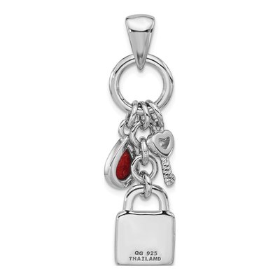 Sterling Silver Lock Key Coral Pendant – view 3