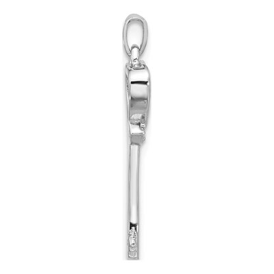 Sterling Silver CZ Heart Key Pendant – view 3