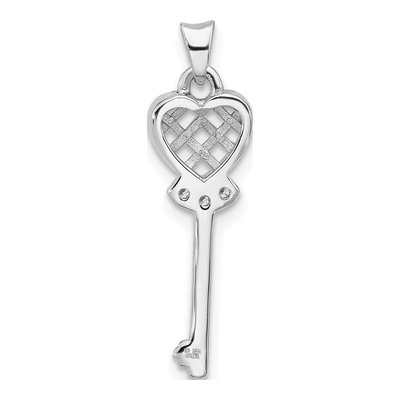 Sterling Silver CZ Heart Key Pendant – view 4
