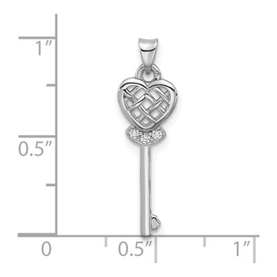 Sterling Silver CZ Heart Key Pendant – view 5