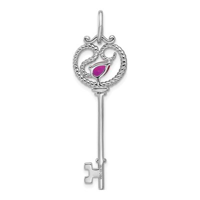 Sterling Silver CZ Key Pendant – view 3