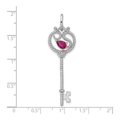 Sterling Silver CZ Key Pendant – view 4