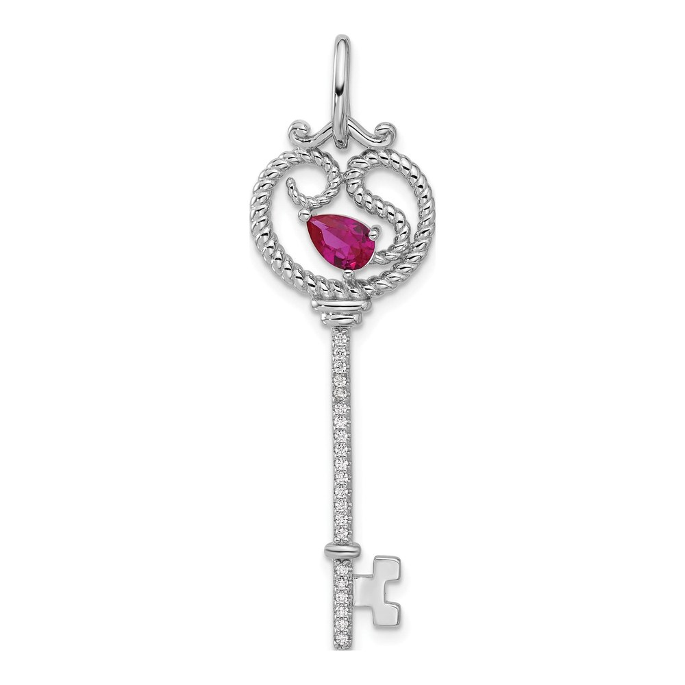 Sterling Silver CZ Key Pendant