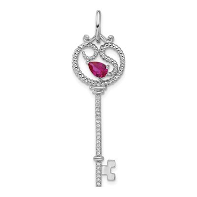 Sterling Silver CZ Key Pendant