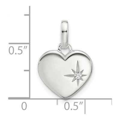 Sterling Silver CZ Heart Pendant – view 5