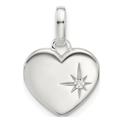 Sterling Silver CZ Heart Pendant