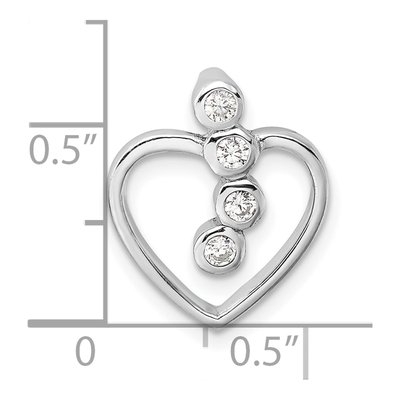 Sterling Silver CZ Open Heart Slide Pendant – view 5