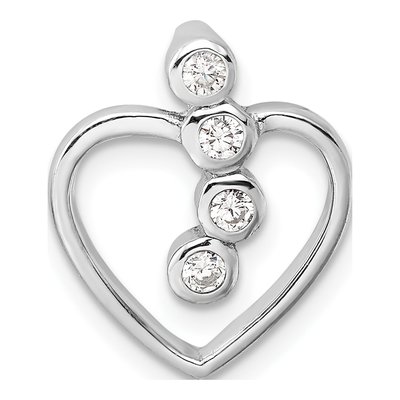 Sterling Silver CZ Open Heart Slide Pendant