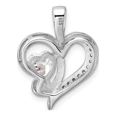 Sterling Silver CZ Heart Pendant – view 4