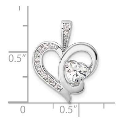 Sterling Silver CZ Heart Pendant – view 5