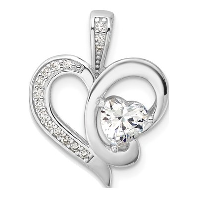 Sterling Silver CZ Heart Pendant