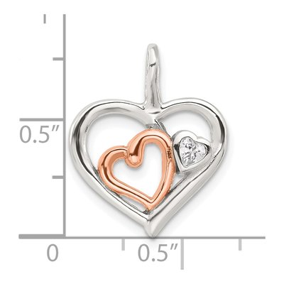 Sterling Silver CZ Heart Pendant – view 5