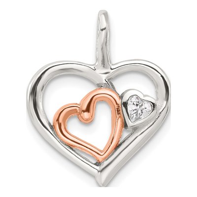 Sterling Silver CZ Heart Pendant