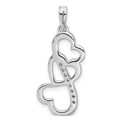 Sterling Silver CZ Open Triple Heart Pendant – view 4
