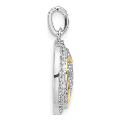Gold-Plated Sterling Silver CZ Heart Circle Pendant – view 3