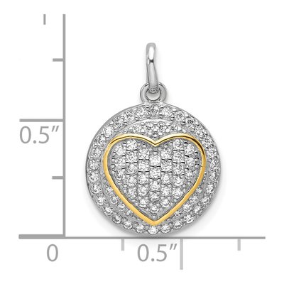 Gold-Plated Sterling Silver CZ Heart Circle Pendant – view 5
