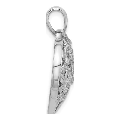 Sterling Silver Flower Heart Pendant – view 3