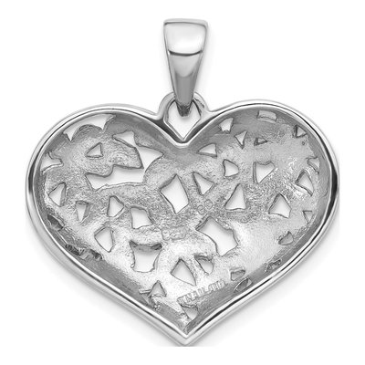 Sterling Silver Flower Heart Pendant – view 4