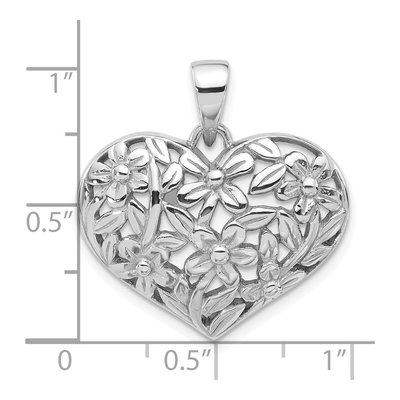 Sterling Silver Flower Heart Pendant – view 5