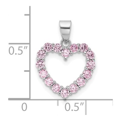 Sterling Silver CZ Heart Pendant – view 5