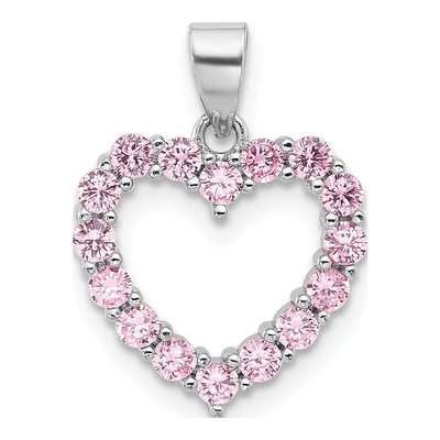 Sterling Silver CZ Heart Pendant