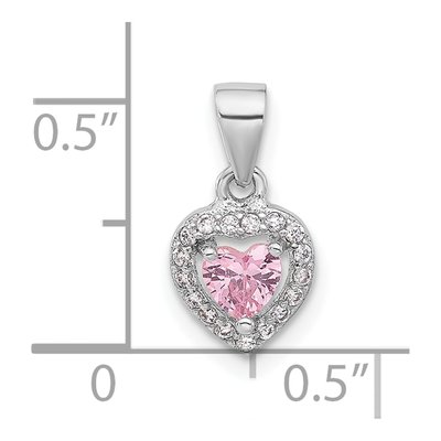 Sterling Silver CZ Clear Heart Pendant – view 5
