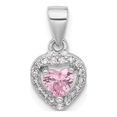 Sterling Silver CZ Clear Heart Pendant