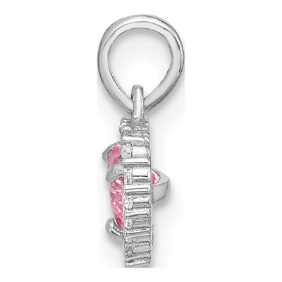 Sterling Silver Pink & White CZ Heart Pendant – view 3