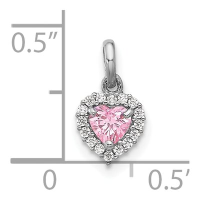 Sterling Silver Pink & White CZ Heart Pendant – view 5